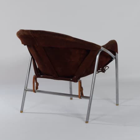 Danish Sling Chair by Erik Ole Jørgensen for Bovirke, 1953 | Brown Suede