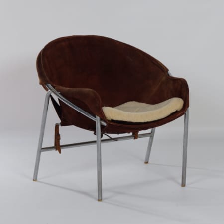 Danish Sling Chair by Erik Ole Jørgensen for Bovirke, 1953 | Brown Suede