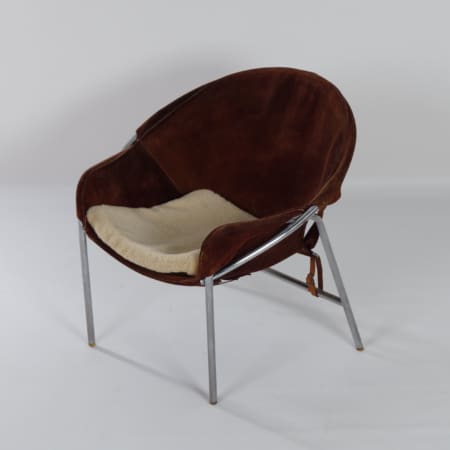 Danish Sling Chair by Erik Ole Jørgensen for Bovirke, 1953 | Brown Suede