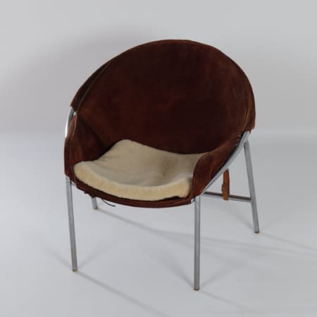 Danish Sling Chair by Erik Ole Jørgensen for Bovirke, 1953 | Brown Suede