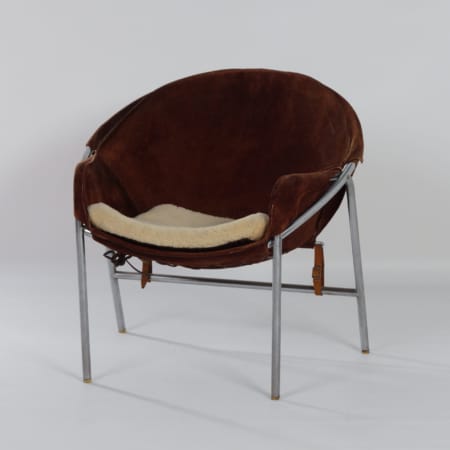 Danish Sling Chair by Erik Ole Jørgensen for Bovirke, 1953 | Brown Suede