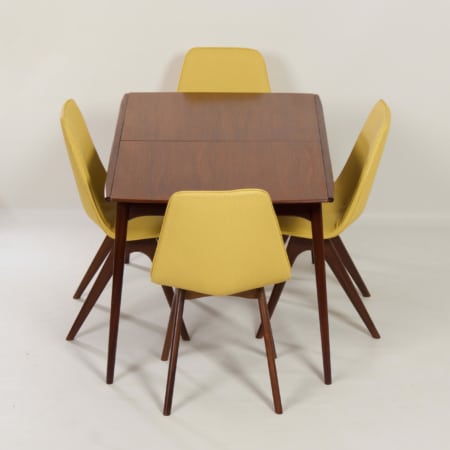 Yellow Teak Dining Chairs by Van Os, 1950s &#8211; Set of 4