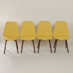 Yellow Teak Dining Chairs by Van Os, 1950s &#8211; Set of 4