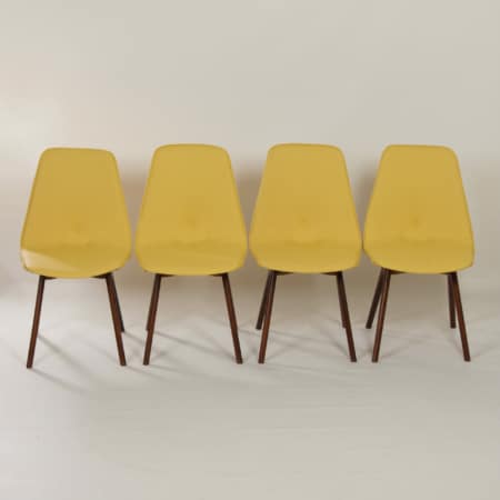 Yellow Teak Dining Chairs by Van Os, 1950s &#8211; Set of 4