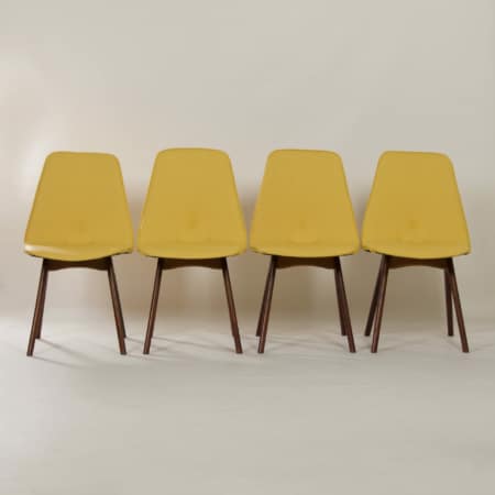 Yellow Teak Dining Chairs by Van Os, 1950s &#8211; Set of 4