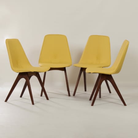 Yellow Teak Dining Chairs by Van Os, 1950s &#8211; Set of 4