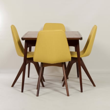 Yellow Teak Dining Chairs by Van Os, 1950s &#8211; Set of 4