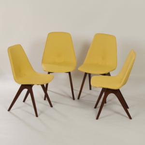 Yellow Teak Dining Chairs by Van Os, 1950s &#8211; Set of 4