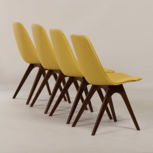 Yellow Teak Dining Chairs by Van Os, 1950s &#8211; Set of 4