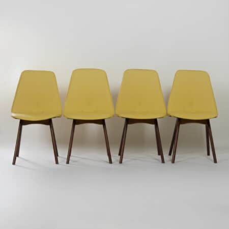 Yellow Teak Dining Chairs by Van Os, 1950s - Set of 4