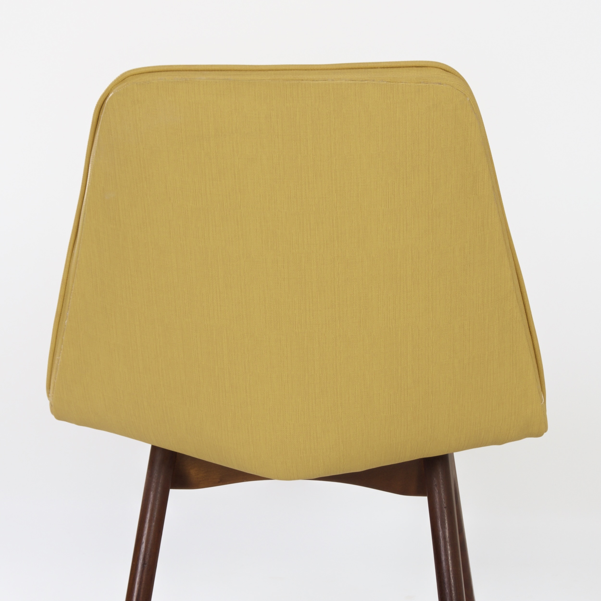 Teak dining chairs with yellow vinyl upholstery by Van Os, 1950s – set of 4