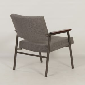 Ladies Armchair with Teak Armrests by Avanti, 1960s &#8211; Reupholstered with Brown Melange Ploeg Fabric