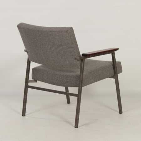 Ladies Armchair with Teak Armrests by Avanti, 1960s &#8211; Reupholstered with Brown Melange Ploeg Fabric