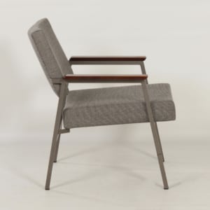 Ladies Armchair with Teak Armrests by Avanti, 1960s &#8211; Reupholstered with Brown Melange Ploeg Fabric