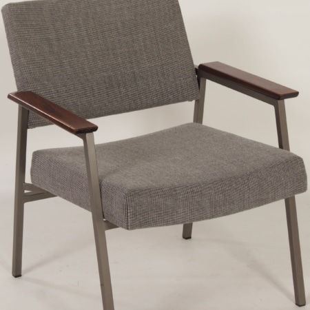 Ladies Armchair with Teak Armrests by Avanti, 1960s &#8211; Reupholstered with Brown Melange Ploeg Fabric