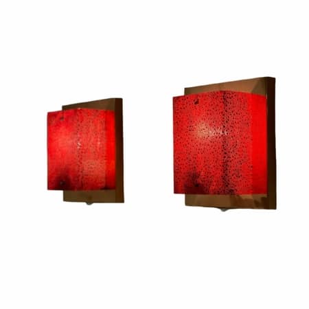 Pair of Copper Wall Lamps with Red Hood by Aqua Signal, 1980s