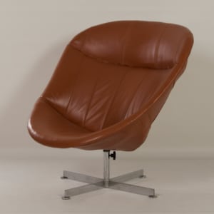 Modello Swivel Chair by Rudolf Wolf for Rohé Noordwolde, 1960s &#8211; Brown Leather Upholstery
