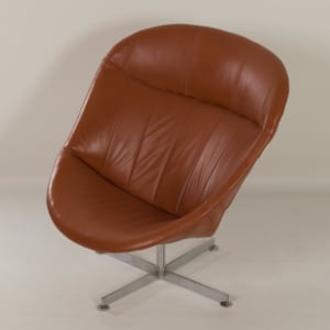 Modello Swivel Chair by Rudolf Wolf for Rohé Noordwolde, 1960s &#8211; Brown Leather Upholstery