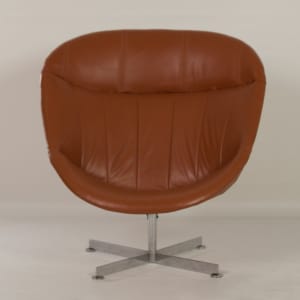 Modello Swivel Chair by Rudolf Wolf for Rohé Noordwolde, 1960s &#8211; Brown Leather Upholstery