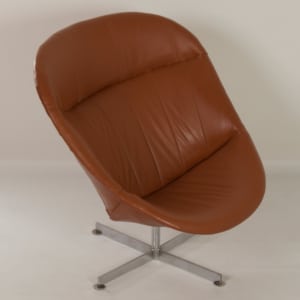 Modello Swivel Chair by Rudolf Wolf for Rohé Noordwolde, 1960s &#8211; Brown Leather Upholstery