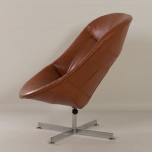 Modello Swivel Chair by Rudolf Wolf for Rohé Noordwolde, 1960s &#8211; Brown Leather Upholstery