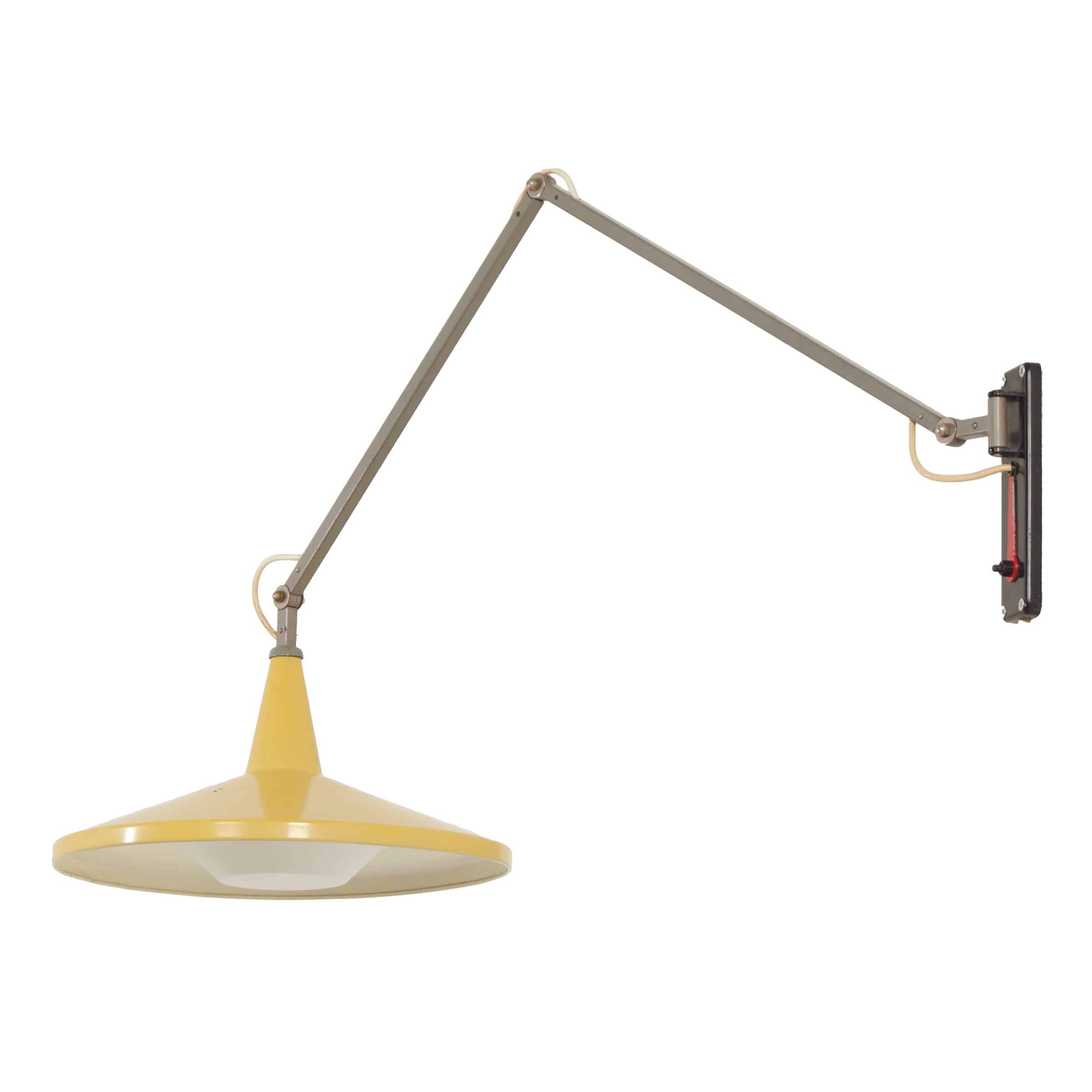 Yellow Wall lamp by Wim Rietveld for Gispen, 1950s