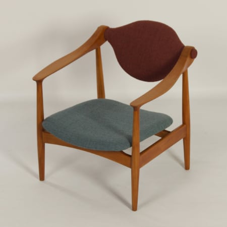 Danish Arm Chair made of Pear Wood, 1960s – Reupholstered