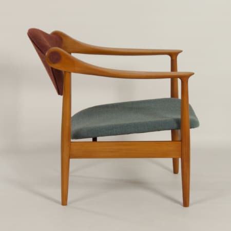 Danish Arm Chair made of Pear Wood, 1960s – Reupholstered