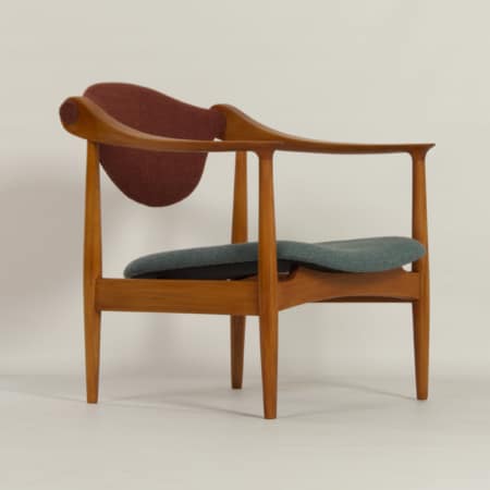 Danish Arm Chair made of Pear Wood, 1960s – Reupholstered