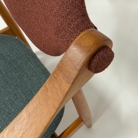 Danish Arm Chair made of Pear Wood, 1960s – Reupholstered