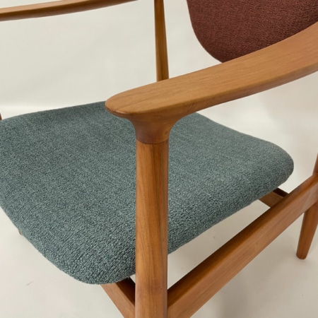 Danish Arm Chair made of Pear Wood, 1960s – Reupholstered