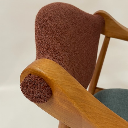 Danish Arm Chair made of Pear Wood, 1960s – Reupholstered