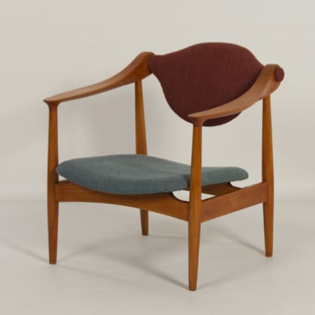 Danish Arm Chair made of Pear Wood, 1960s – Reupholstered