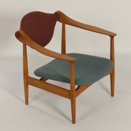 Danish Arm Chair made of Pear Wood, 1960s – Reupholstered