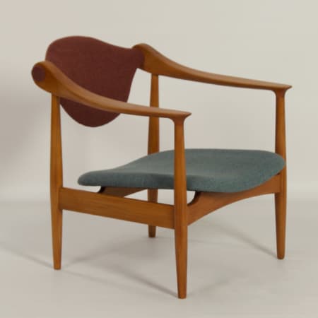 Danish Arm Chair made of Pear Wood, 1960s – Reupholstered