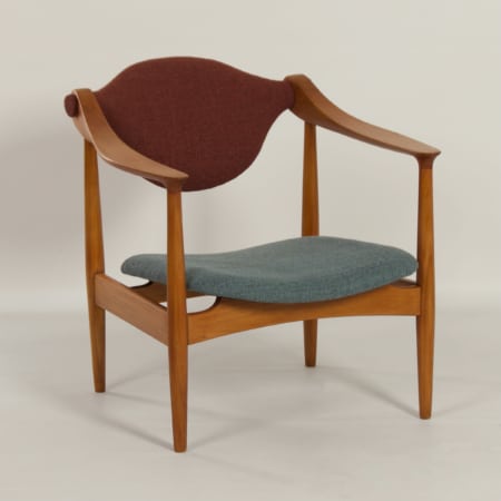 Danish Arm Chair made of Pear Wood, 1960s – Reupholstered