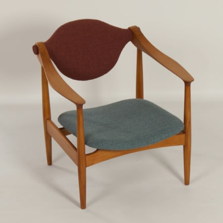 Danish Arm Chair made of Pear Wood, 1960s – Reupholstered