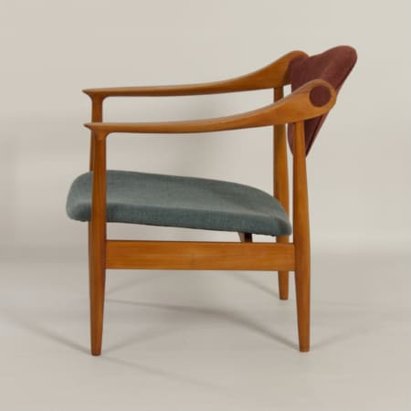 Danish Arm Chair made of Pear Wood, 1960s – Reupholstered