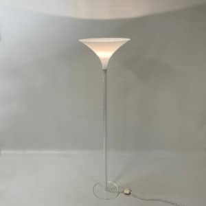 White Plexiglass Floor Lamp by Harco Loor, 1980s