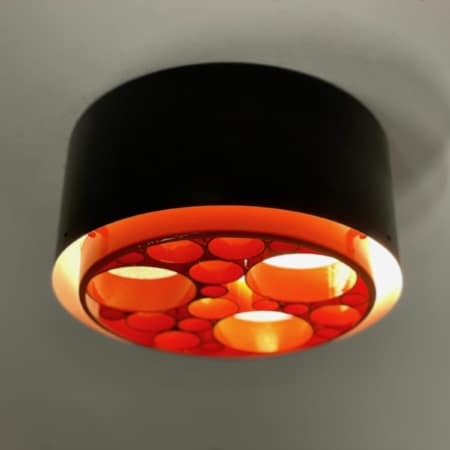 Small Alliance Ceiling Lamp with Orange Rings by RAAK, 1970s &#8211; 1st Edition