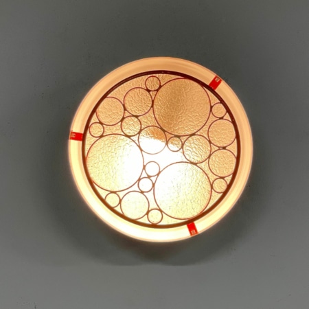 Small Alliance Ceiling Lamp with Orange Rings by RAAK, 1970s &#8211; 1st Edition