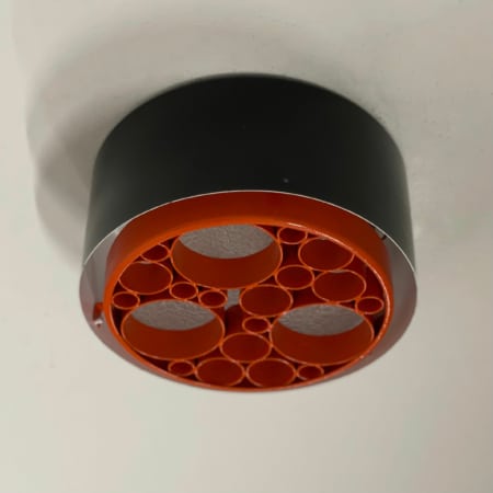 Small Alliance Ceiling Lamp with Orange Rings by RAAK, 1970s &#8211; 1st Edition