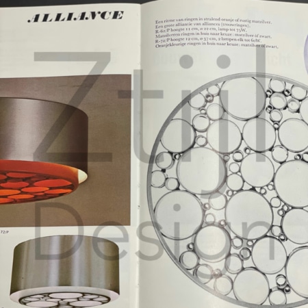 Small Alliance Ceiling Lamp with Orange Rings by RAAK, 1970s &#8211; 1st Edition