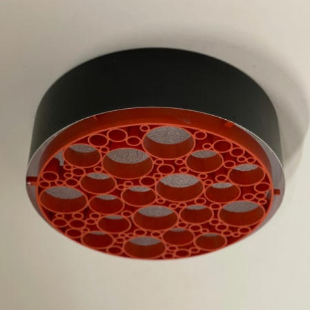 Large Alliance Ceiling Lamp with Orange Rings by RAAK, 1970s