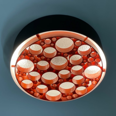 Large Alliance Ceiling Lamp with Orange Rings by RAAK, 1970s