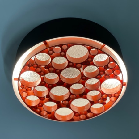 Large Alliance Ceiling Lamp with Orange Rings by RAAK, 1970s