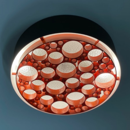 Large Alliance Ceiling Lamp with Orange Rings by RAAK, 1970s