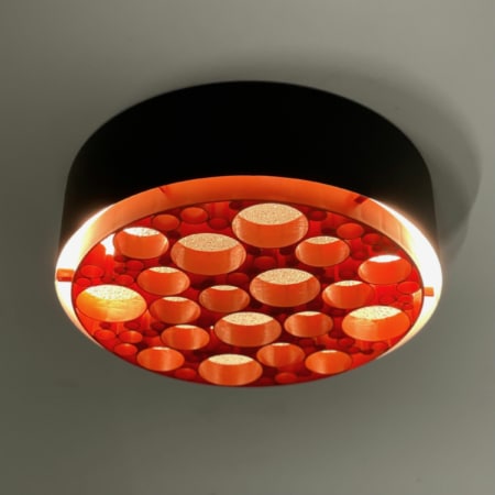 Large Alliance Ceiling Lamp with Orange Rings by RAAK, 1970s