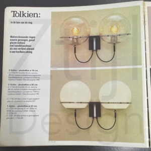 Tolkien &#8216;Lord of the Rings&#8217; Wall Lamp with Two Morning Mist Glass Balloons by RAAK, 1970s
