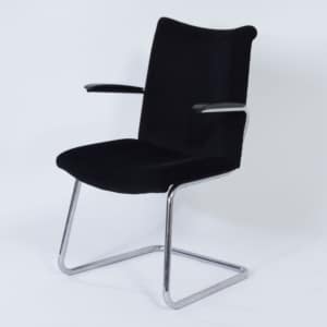 3014 Cantilever Armchairs by Toon De Wit for De Wit, 1950s &#8211; Set of 4 in New Black Fabric